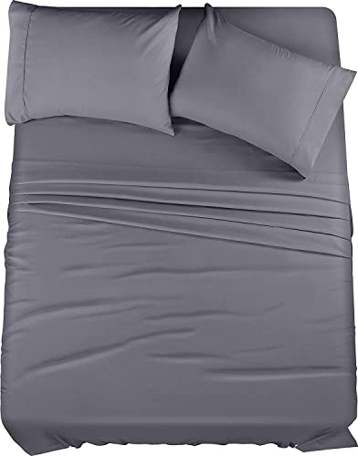 Utopia Bedding King Bed Sheet Set - 4 Piece Bedding - Soft Brushed Microfiber Fabric - Shrinkage & Fade Resistant - Easy Care (Grey)