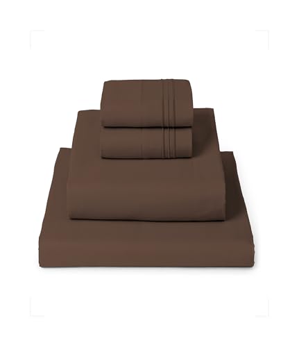 Full, Brown : Mellanni Bed Sheet Set - Highest Quality Brushed Microfiber 1800 Bedding - Wrinkle, Fade, Stain Resistant - Hypoallergenic - 4 Piece (Full, Brown)