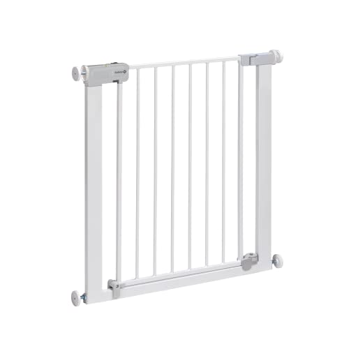 Safety 1st Auto Close Gate, Treppenschutzgitter ohne Bohren, 73–80 cm (max. 136 cm erweiterbar), automatisch schließendes Türschutzgitter, mit einer Hand öffnen, kein Bohren, Zweifachsicherung, Weiß