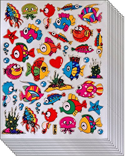 Jazzstick 300 Glitter Fish Scrapbook Decal Stickers Value Pack 10 sheets 09A08