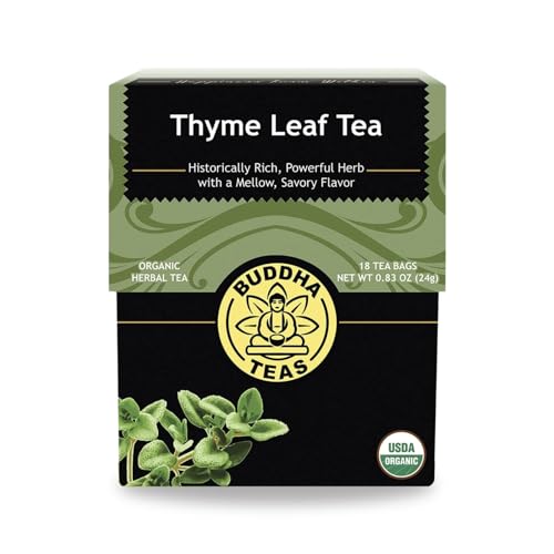 Buddha Teas - Organic Thyme Leaf Tea - Herbal Tea - For Health & Wellbeing - With Antioxidants & Minerals - Clean Ingredients - Caffeine Free - OU Kosher - 18 Tea Bags (Pack of 1)