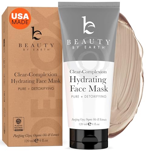 Face Mask - Hydrating Clay Mud Facial Detox w/Moisturizing Organic Aloe Vera, Bentonite & Natural Extracts Pore Minimizer, Acne Blackhead Remover, Oily, Dry, Combo, Sensitive Skin Men & Women (1 pk)