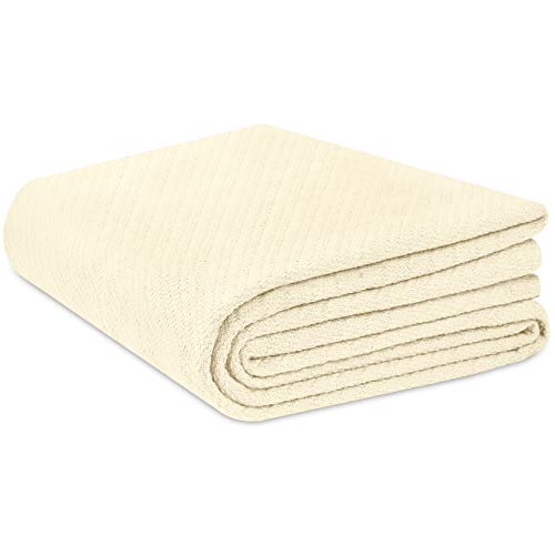 Cotton Craft - 100% Soft Premium Cotton Thermal Blanket - Full/Queen Ivory - Snuggle in these Super Soft Cozy Cotton Blankets - Perfect for Layering any Bed - Provides Comfort and Warmth for years