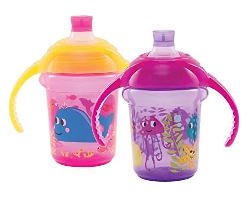 Munchkin Click Lock 7oz Bite Proof Decorated Sippy Cup, Trainer Cup 2pk Colors May Vary