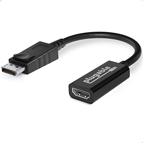 Plugable Aktiver DisplayPort-auf -Adapter, treiberlos, verbindet jeden DisplayPort-fähigen PC oder Tablet mit einem HDMI-Monitor, Fernseher oder Projektor für Ultra-HD-Streaming (2.0 bis zu