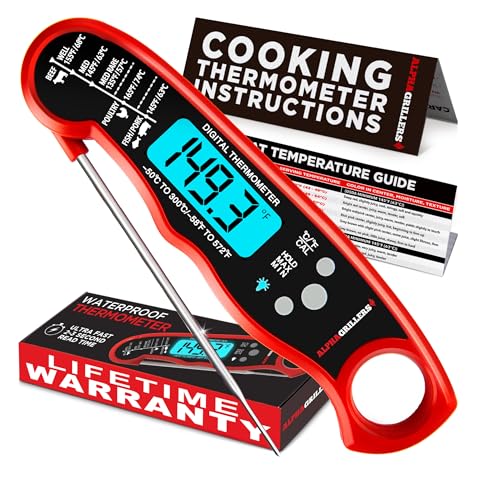 Alpha Grillers Meat Thermometer Digital - Instant Read Food Thermometer for Cooking Grilling Air Fryer Griddle Probe Kitchen Gadgets Essentials BBQ Accessories Grill Gifts for Men Him Dad Fathers Day