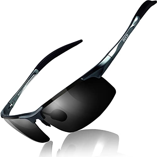 DUCO Men's Sports Polarized Sunglasses, Gunmetal Frame Gray Lens, Common