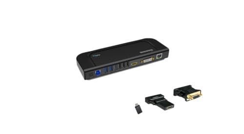 Diamond Multimedia Ultra Dock Dual Video USB 3.0/2.0 Universal Dockingstation mit Gigabit Ethernet, HDMI und DVI Ausgänge, Audio-Eingang und Ausgang für Laptop, Ultrabook, Macbook, Windows 10, 8.1, 8, 7, XP, Mac OS und Android 5.0 und höher, Display Link zertifiziert, DL- 3900 Chip (DS3900V2), Schwarz