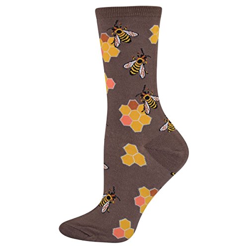 Socksmith Women's Socks Busy Bees Crew 1Pair One Size (Shoe Size 5 To 10.5 Us) Brown