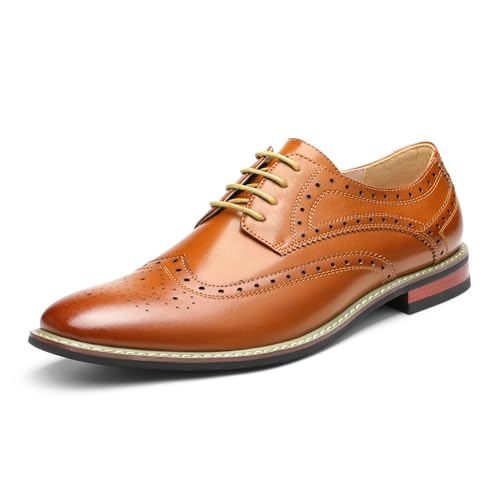 Bruno HOMME MODA ITALY PRINCE Men's Classic Modern Oxford Wingtip Lace Dress Shoes,PRINCE-3-BROWN,11 D(M) US
