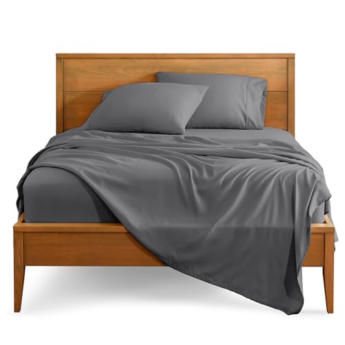 Bare Home Full XL Sheet Set - Luxury 1800 Ultra-Soft Microfiber Full Extra Long Bed Sheets - Double Brushed - Deep Pockets - Easy Fit - 4 Piece Set - Bedding Sheets & Pillowcases (Full XL, Grey)