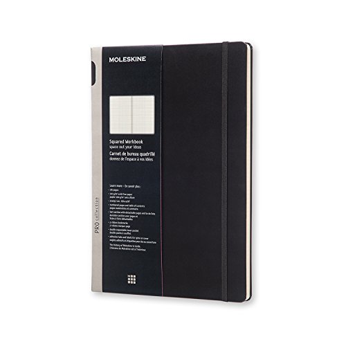Moleskine PRO Notebook, Hard Cover, A4 (8.25" x 11.75") Squared/Grid, Black, 192 Pages