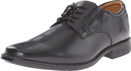Clarks mens Tilden Plain Oxfords, Black Leather, 11 US