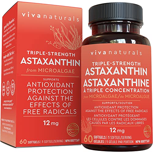 Astaxanthin 12mg - Source of Antioxidants & Fights Free Radicals, Made with Olive Oil for Better Absorption, Soy-Free, Easy to Swallow Softgels, 60 Softgels