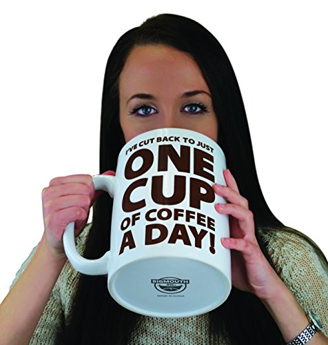BigMouth Inc. One Cup of Coffee Gigantic Mug, Funny Huge Ceramic Gag Gift for Coffee Lovers, Holds up to 64 oz.
