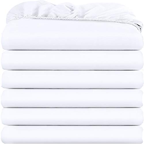 Utopia Bedding Fitted Sheets - Pack of 6 Bottom Sheets - Soft Brushed Microfiber - Deep Pockets, Wrinkle, Shrinkage & Fade Resistant - Easy Care (White, Twin)