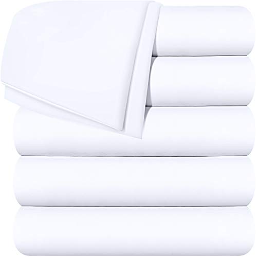 Utopia Bedding Flat Sheets - Pack of 6 - Soft Brushed Microfiber Fabric - Shrinkage & Fade Resistant Top Sheets - Easy Care (Twin, White) (White, King)