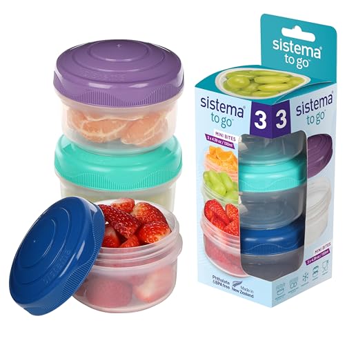 Sistema To Go Mini Bites, 130 mL, Assorted Colours, 3 Pack