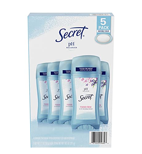 Secret Invisible Solid Deodorant, Powder Fresh (2,6 oz, 5 Stück) by Secret