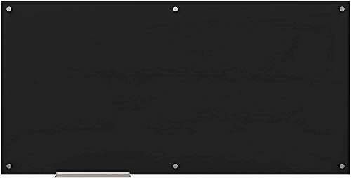 U Brands Glass Dry Erase Board, 70 x 35 Inches, Black Surface, Frameless