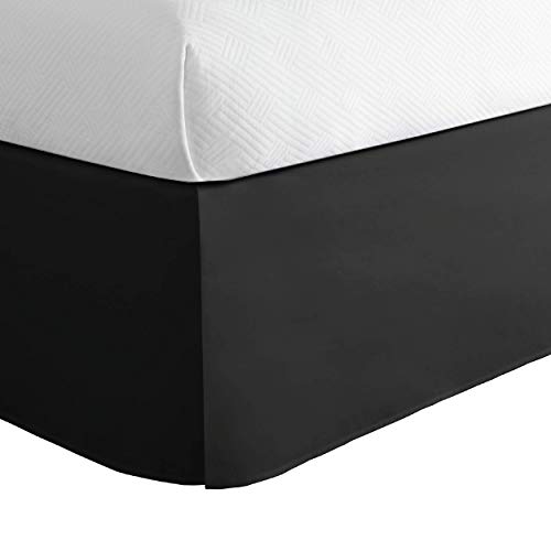 TODAY'S HOME Classic Tailored, Microfiber, 14" Drop Length Bed Skirt Dust Ruffle, Full, Black TOH25014BLAC02