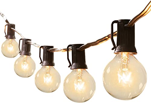 Brightown Wood G40 String Lights with 25 Globe Bulbs-Perfect for Indoor and Outdoor Decor, Patio, Party (Clear)