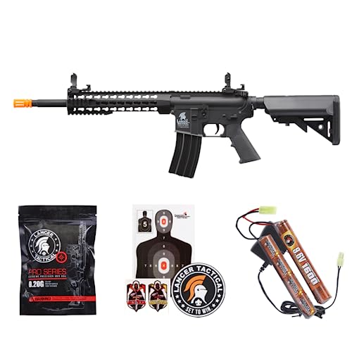 Lancer Tactical Gen 2 Airsoft M4 Carbine 10" KeyMod Piactinny AEG Rifle-1000 Rounds 0.20g BBS, 9.6v Nimh Battery & Charger Included