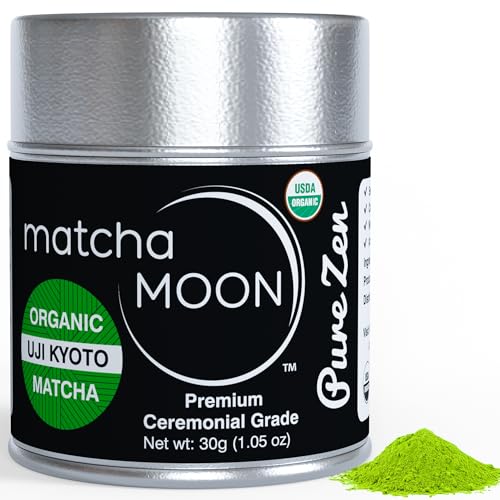 Matcha Moon Ceremonial Grade Matcha Green Tea Powder - Best For Traditionally Whisked Tea - Organic Matcha Green Tea Powder - Pure Zen - 30g Tin