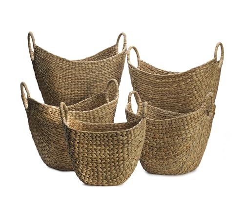 Elements Natural Tapered Water Hyacinth Basket, Set of 5, Assorted Sizes
