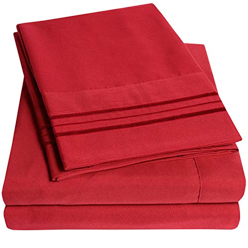 1500 Supreme Collection Bed Sheets Set - Premium Peach Skin Soft Luxury 4 Piece Bed Sheet Set, Since 2012 - Deep Pocket Wrinkle Free Hypoallergenic Bedding - Over 40+ Colors - California King, Red