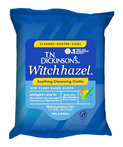 T.N. Dickinson's Witch Hazel Cleansing Cloths with Aloe, 25 Cloths by T.N. Dickinson's