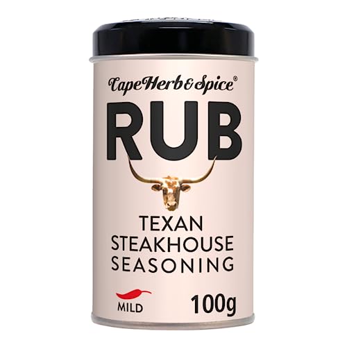 Cape Herb & Spice Rub Texan Steakhouse Seasoning Condiment, Chilli Rating Mild, 100 g Tin (Pack of 1)