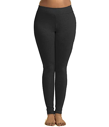 Popular Womens Plus Size Leggings - Cotton Full Length Womens Leggings Plus Size. Gym, Workout, Or Yoga. Black 2X
