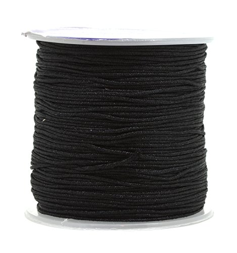 Mandala Crafts Nylon Satin Cord - 1mm Nylon Cord for Jewelry Making - 1mm Cord Nylon String for Bracelets Making - 109 Yds Black Strings Rattail Chinese Knotting Cord