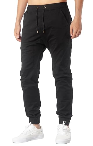 ITALYMORN Black Joggers for Men with Pockets Stretch Jogging Pants (Black, Large)