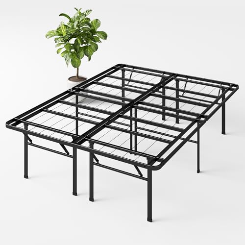 ZINUS SmartBase Heavy Duty Mattress Base 18" Metal Platform Bed Frame No Box Spring Needed Sturdy Steel Frame Underbed Storage Space California King Black
