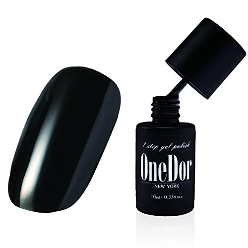 OneDor® One Step Gel Polish UV Led Cured Required Soak Off Nail Polish No Base or Top Coat Nail Need (01-Black)