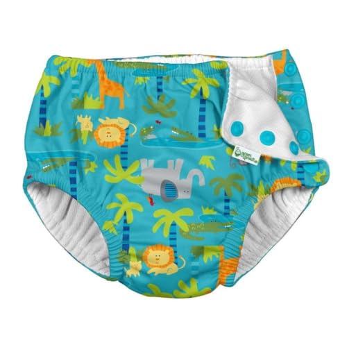 i play. Baby Snap Reusable Absorbent Swim Diaper, Aqua Jungle, 12 Months