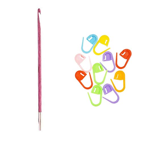 Knitter's Pride Dreamz Knitting Needles Interchangeable Afghan Tunisian Crochet Hooks 6 inch (15cm) Size US M (9.0mm) 600140 with 10 Colorful Stitch Markers