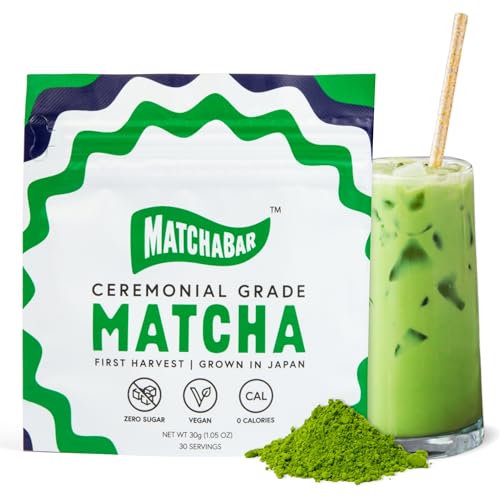 Matchabar Matcha Powder (30g) - Ceremonial Grade Authentic Japanese Matcha Green Tea - Matcha Green Tea Harvested in Japan - Matcha Tea Powder Latte - Zero Sugar, Vegan & 0 Calories
