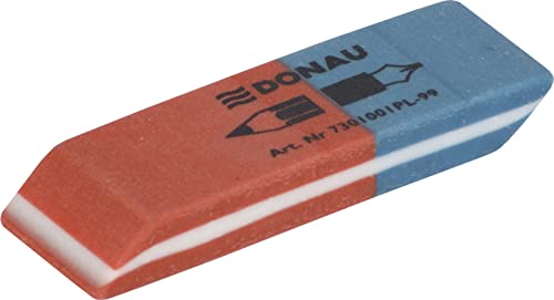 DONAU 7301001-99/2B Radiergummi / 2 Stück/Farbe: Blau/Rot/Radierer für Bleistifte und Kugelschreiber/aus Hochwertigem Kautschuk/Hergestellt Beideseitig Verwendbar/ 57 x 19 x 8 mm