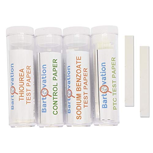LAB QUALITY Super Taster Strips Test Kit With: Phenylthiourea (PTC), Sodium Benzoate, Thiourea, and Control (No Chemical) Genetic Taste Testing Vials of 100 (4 Total Vials)