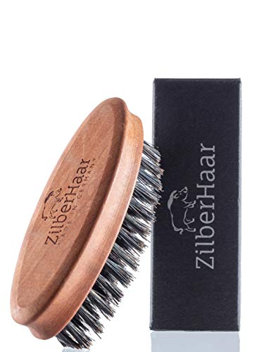 ZilberHaar Pocket Beard Brush – Moustache brush – 100% Stiff Boar Bristles – Relieves itchy beards and beard dandruff – Pocket Size and Travel Friendly – Made in Germany
