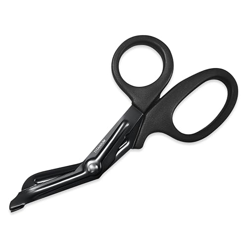 Ever Ready Titanium Bonded Bandage Shears 7 1/4 Bent, Tactical Stealth Black by Ever Ready First Aid