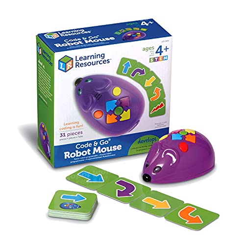 Learning Resources Code & Go Robot Mouse - 31 Pieces, Ages 4+ Coding Robot for Kids, STEM Toys for Kids