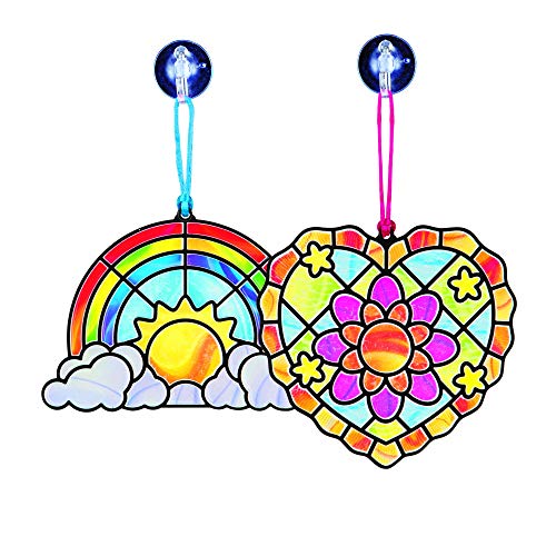 Melissa & Doug Stained Glass Made Easy - Rainbow & Hearts Ornaments