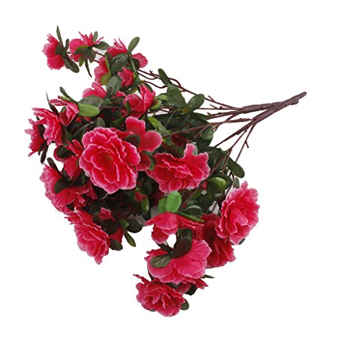 2 Bunches Azalea Artificial Flowers Bouquet Wedding Home Decor Rose red