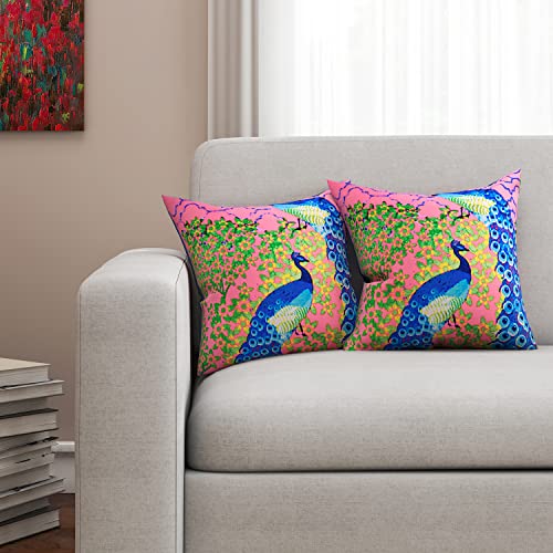 SEJ by Nisha Gupta Set of 2 Cushion Cover 16 Inch x 16 Inch | Printed Polycotton Cushions for Sofa | Decorative Cushion Pillow | Square Pillow Covers for Sofa Living Room | Multicolor
