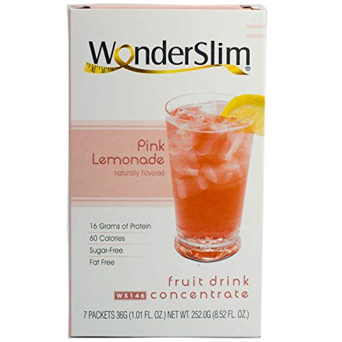 WonderSlim Low-Carb Liquid Protein Fruit Drink Concentrate - Pink Lemonade (7 servings/Box) - Low Carb, Low Calorie, Fat Free, Sugar Free, Aspartame Free Diet Drink Mix