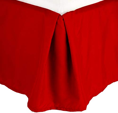 Celine Linen 1500 Thread Count Wrinkle Resistant Egyptian Quality SOLID Bed Skirt - Pleated Tailored 14" Drop, Queen, Red